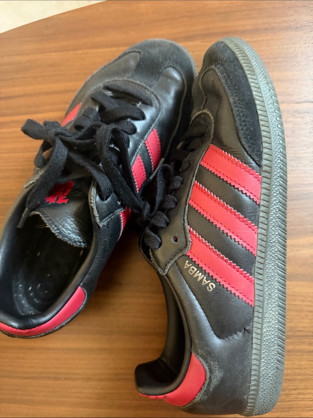 adidas Samba Black and Red Leather Sneakers